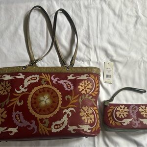 Rare Isabella Fiore Tote with matching clutch/makeup bag